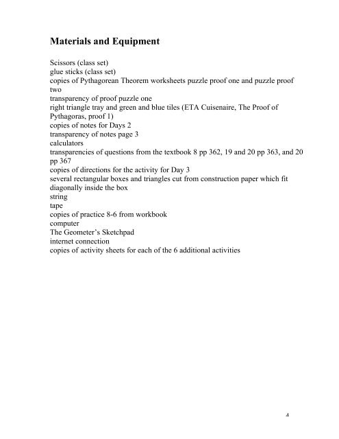 Pythagorean Theorem Differentiated Instruction for Use in an ...