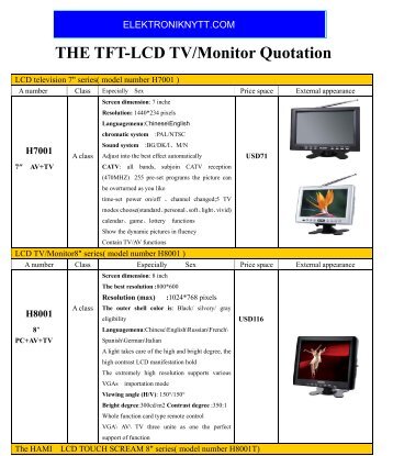 THE TFT-LCD TV/Monitor Quotation - Elektroniknytt.com
