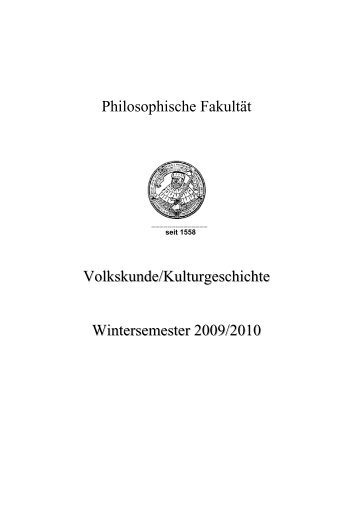 Wintersemester 2009/10 - Institut für Volkskunde und ...