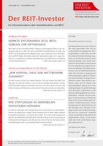 Der Reit-Investor Ausgabe November 2014