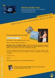 FESTIVAL ENCRES VIVES Dans le jardin de ma main