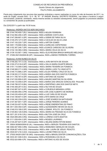 conselho de recursos da previdÃªncia pauta para julgamento
