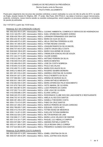 Pauta de julgamento 177 a 180