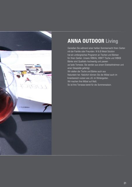 ANNA OUTDOOR Katalog - W & B Metal Solutions