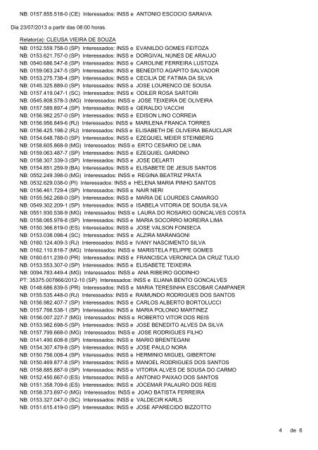 Pauta de julgamento nÂº 306 a 324 - 22 e 23/07/2013