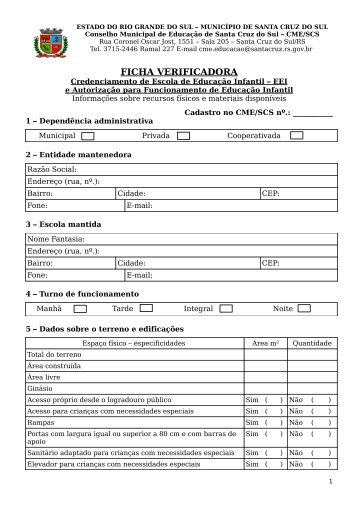 FICHA VERIFICADORA - Prefeitura de Santa Cruz do Sul