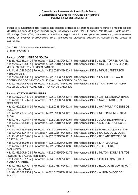 Pautas de julgamento nÂº 001 a 005 E-Recurso - MinistÃ©rio da ...