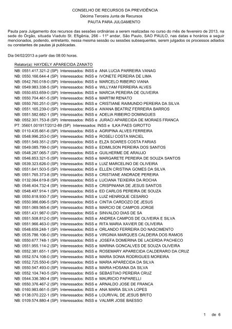 Pautas de julgamento nÂº 021 a 025 - 04 e 05/02/2013