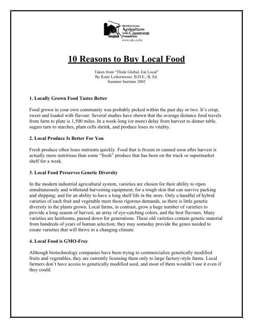 10 Reasons to Buy Local Food