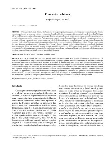 Coutinho, L.M. 2006. O Conceito de Bioma. Acta bot. bras. 20: 1-11.