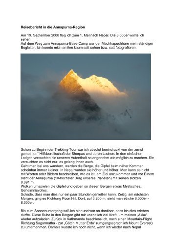 Reise in die Annapurna-Region von Uschi Kuballa. - Nepalhilfe im ...