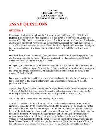new york bar essay answers New york bar exam the new york state essay & short answer: agency now that you are familiar with the bar exam requirements for various states. new york bar essay answers New york bar exam the new york state essay & short answer: agency now that you are familiar with the bar exam requirements for various states.