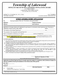 Street Opening Permit - Township of Lakewood