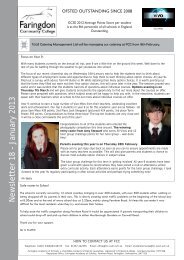 Newsletter 18 - January 2013 - Faringdon Community College