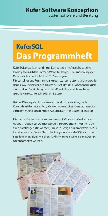 KuferSQL Das Programmheft - Kufer Software Konzeption