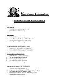Vortragsthemen Wanderlehrer - Vorarlberger Imkerverband