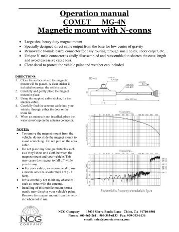 Operation manual COMET MG-4N Magnetic mount ... - Titan Wireless