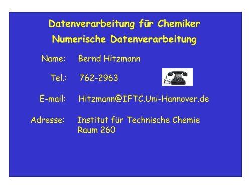 Datenverarbeitung fÃ¼r Chemiker Numerische Datenverarbeitung