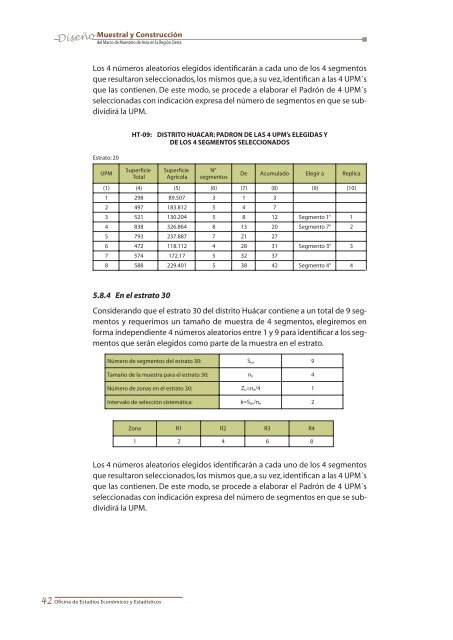 Plan de muestreo de Ã¡reas para la regiÃ³n Sierra