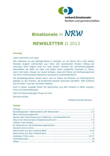 Newsletter Binationale in NRW - Verband binationaler Familien und ...