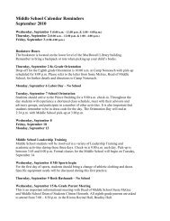 Middle School Calendar Reminders September 2010 - The Rivers ...