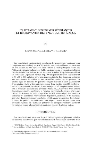 traitement des formes résistantes et récidivantes des vascularites à ...