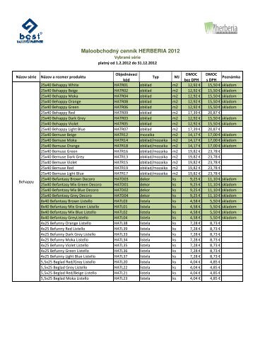 (HERBERIA CENNIK 2012 - vybran\351 s\351rie.xls) - BEST