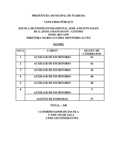 PREFEITURA MUNICIPAL DE ITAREMA CONCURSO ... - Serap