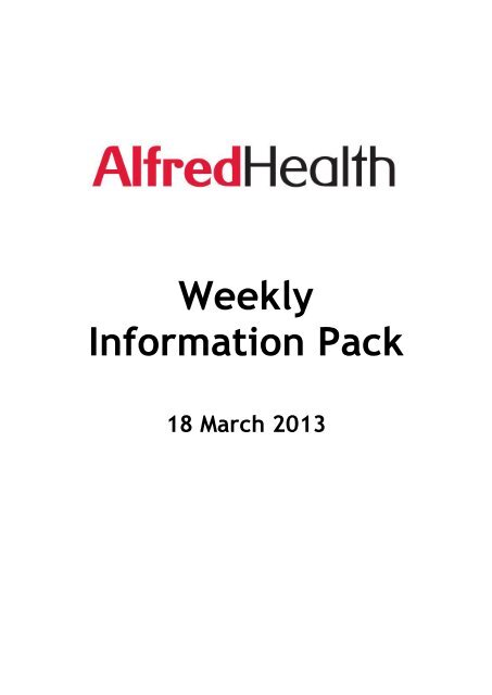 Weekly Information Pack - Alfred Hospital