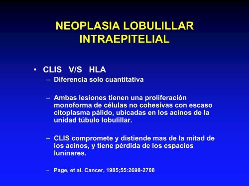 NEOPLASIA LOBULILLAR IN SITU Â¿Predictor de riesgo o lesiÃ³n ...