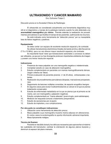 Ultrasonido y CÃ¡ncer Mamario - Sociedad Chilena de MastologÃ­a