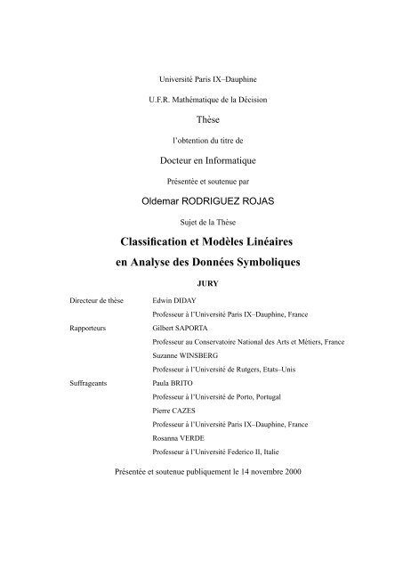 Classification et Mod`eles LinÃ©aires en Analyse ... - Youblisher.com