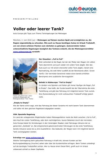 Voller oder leerer Tank?