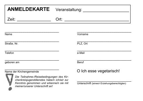 ANMELDEKARTE Veranstaltung - Jugendserver Niedersachsen