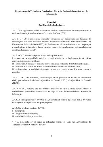 Regulamento de TCC do curso de Bacharelado em Sistemas de ...