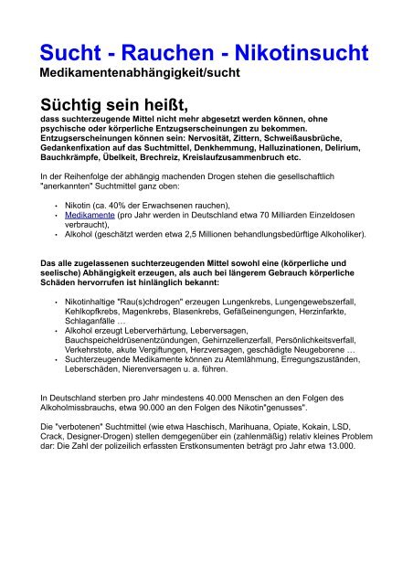 (PDF) Sucht - Rauchen - Nikotinsucht - Sofort Nichtraucher