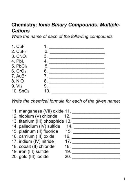 Chemistry: Ionic Binary Compounds