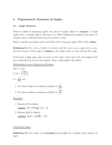 6 Trigonometric Functions of Angles