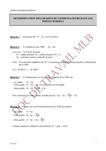 determination des gradins de condensateurs dans les postes htb/hta