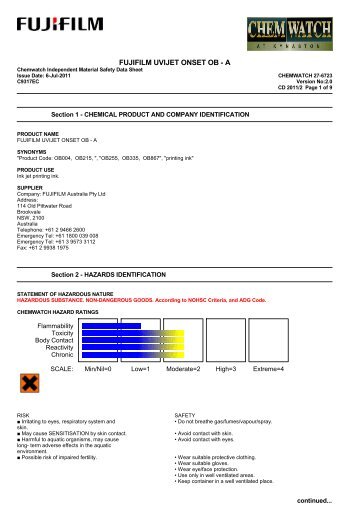 Chemwatch Australian MSDS 27-6723 - FUJIFILM Australia