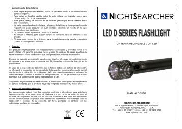 linterna recargable con led manual de uso - Nightsearcher Ltd