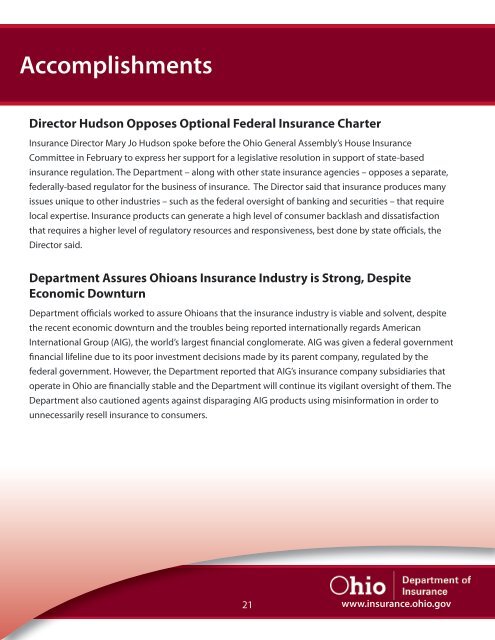 Report Report - Ohio Department of Insurance - State of Ohio