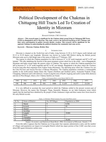 Political Development of the Chakmas in Chittagong Hill Tracts Led ...