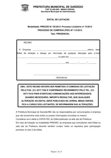 arquivo para Download PP 05-201 - Prefeitura Municipal de Sarzedo