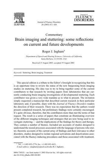 Brain imaging and stuttering: some reflections on current and future ...