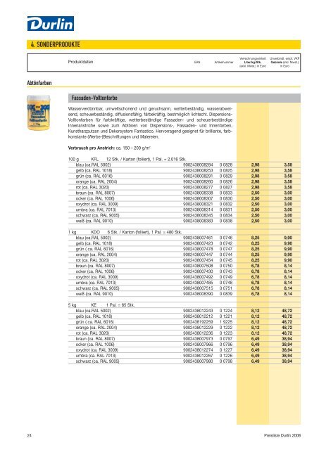 PREISLISTE 2008 - Murexin AG