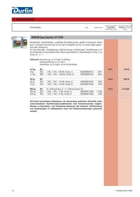 PREISLISTE 2008 - Murexin AG