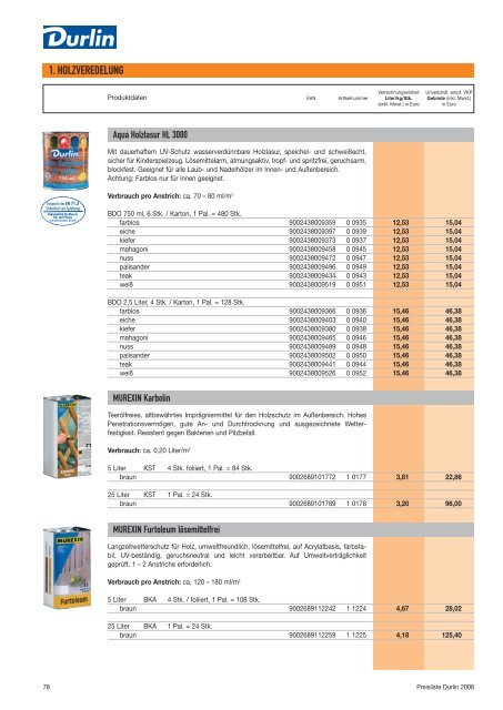 PREISLISTE 2008 - Murexin AG