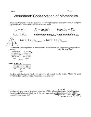 Worksheets Momentum Worksheet Answer Key worksheet conservation of momentum worksheets for school kaessey pictures kaessey