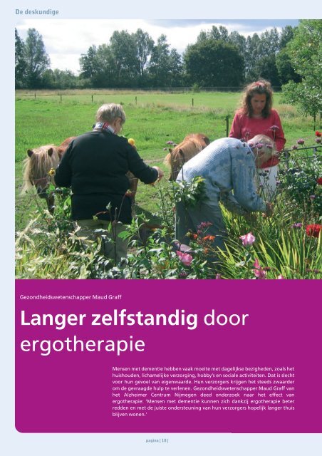 Alzheimer Magazine (mei 2007): Maud Graff over ergotherapie